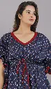Foot Buti Navy Blue Cotton Fine Printed Kaftan     