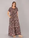 Berries Black Pure Cotton Printed Night Gown   