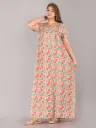Bell Flower Grey Pure Cotton Printed Night Gown  