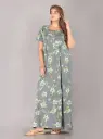 Hibiscus Grey Pure Cotton Printed Night Gown 