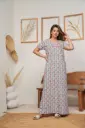 Lily Beil - Grey  Cotton Printed Night Gown    