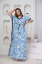 Pastel Flower Sky Blue Pure Cotton Printed Kaftan  