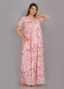 Water Color Pink Pure Cotton Printed Night Gown