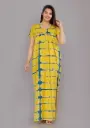 Tie Dye Yellow Cotton Printed Night Gown  